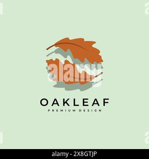 Oak Leaf Logo Simple Vector Vintage Design Illustration, Minimalist Oak Logo, Flat Logo OAK Leaf, Stock Vector