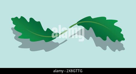 logo Oak leaf icon vector image flat design shadow Stock Vector