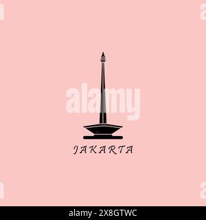 monas jakarta vintage retro minimalist logo vector illustration design Stock Vector