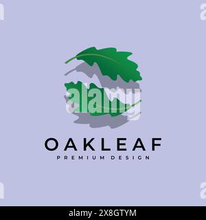 Oak leaf logo icon vector image flat design long shadow glyph icon silhouette illustration Stock Vector