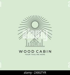 cabin or cottage line art logo vector illustration template icon design Stock Vector