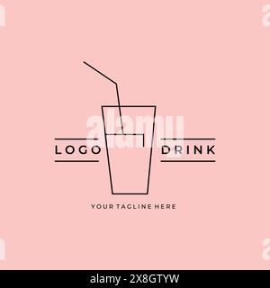 line art drink minimalist logo vector design Stock Vector
