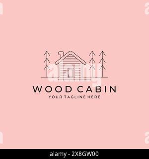 cabin or cottage line art minimalist vector logo illustration design Stock Vector