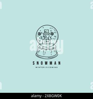 line art snowman minimalist logo vector design Stock Vector