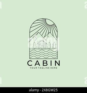 Cabin line art logo vector illustration design Stock Vector