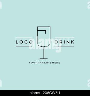 drink line art minimalist logo vector design Stock Vector