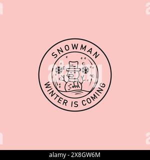 line art minimalist snowman logo vector design Stock Vector