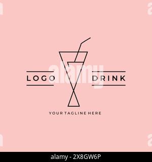 line art drink minimalist logo vector design Stock Vector