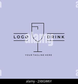 drink line art minimalist logo vector design Stock Vector