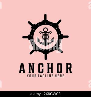 anchor vintage retro minimalist logo vector illustration design Stock Vector