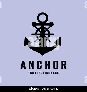 anchor vintage retro minimalist logo vector illustration design Stock Vector