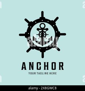 anchor vintage retro minimalist logo vector illustration design Stock Vector