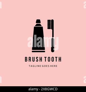 brush tooth line art minimalist logo vector illustration design Stock Vector