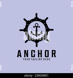 anchor vintage retro minimalist logo vector illustration design Stock Vector