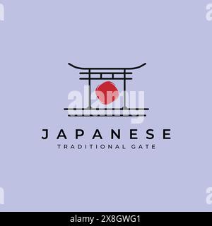 torii gate logo japanese culture vector symbol minimal illustration design Stock Vector