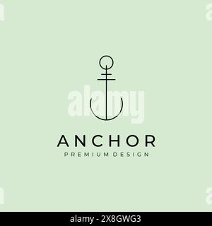 cross anchor line art logo vector illustration design Stock Vector