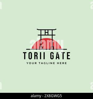 torii gate logo japanese culture vector symbol minimal illustration design Stock Vector