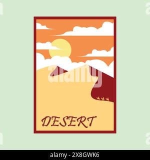 desert landscape view vintage poster vector illustration design Stock Vector