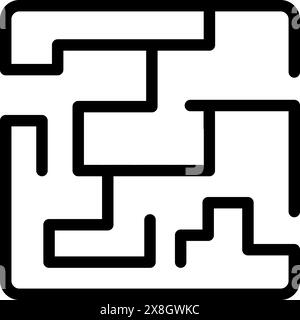 Simplistic labyrinth graphic in a highcontrast black and white scheme Stock Vector