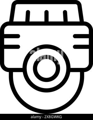 Simplified black and white illustration of a camera, perfect for icons or logos Stock Vector