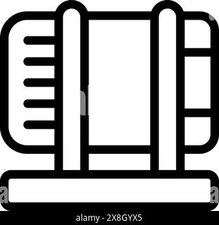 Simple line art illustration of an open book icon, ideal for educational themes Stock Vector