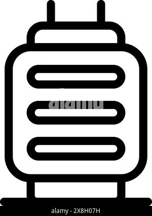 Simple, bold line icon representing an electrical transformer in black and white Stock Vector