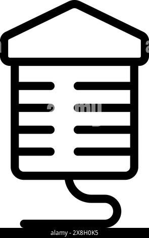 Minimalist vector illustration of a black and white bee house icon, perfect for ecofriendly and sustainable beekeeping and conservation concepts Stock Vector