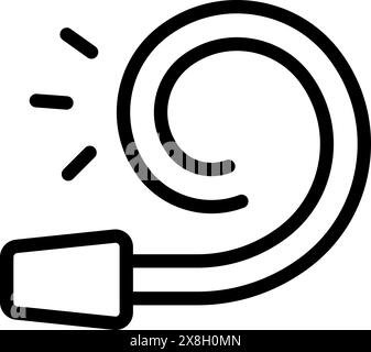 Cartoon party blower icon for festive celebration and birthday decoration, in simple black and white vector line art design Stock Vector