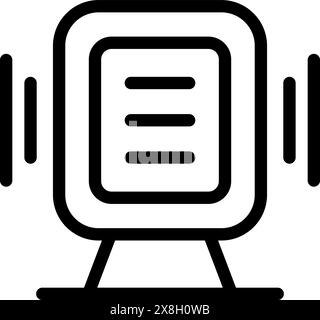 Simplistic line icon representing a train, perfect for use in apps and signage Stock Vector