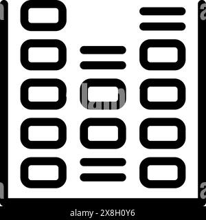 Simple, bold checklist icon in black and white with boxes and lines Stock Vector