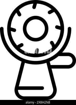 Black and white line art vector of a portable fan, suitable for icons and infographics Stock Vector