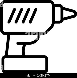 Vector icon of a cordless drill in a simple black and white line art style, suitable for toolrelated designs Stock Vector