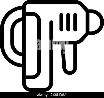 Simplistic line drawing of a pistol in black and white, suitable for logos or icons Stock Vector