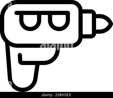 Simple black and white line art illustration of a power drill, ideal for toolrelated designs Stock Vector