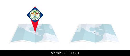 Map of Belize with a pinned blue pin. Pinned flag of Belize, vector ...