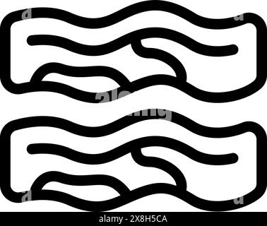 Simple, stylized illustration of bacon strips in a black and white color scheme Stock Vector