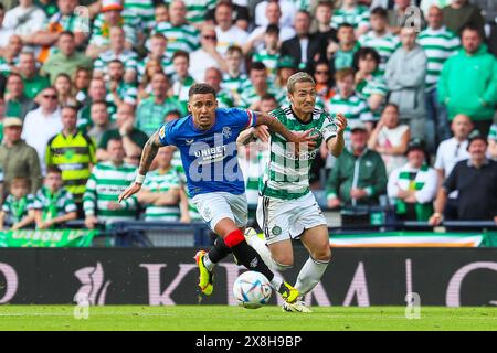 Glasgow, UK. 25th May, 2024. Celtic win the Scottish Cup, at Hampden Park, Glasgow, Scotland, Uk after Adam Idah scored for Celtic in 90 minutes. Callum McGregor, Celtic captain and Brendan Rodgers, Celtic manager accepted the Cup. Credit: Findlay/Alamy Live News Stock Photo