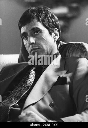 A portrait of AL PACINO as Tony Montana in SCARFACE 1983 Director BRIAN DE PALMA Screenplay OLIVER STONE Universal Pictures Stock Photo