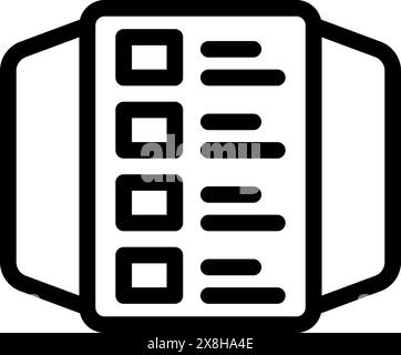 Simplified outline vector of a checklist icon, ideal for web design and applications Stock Vector