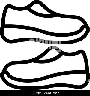 Simplistic line drawing of a pair of sneakers suitable for graphics and logo design Stock Vector