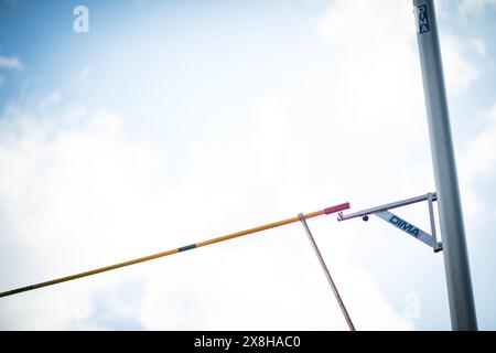 Brussels, Belgium. 25th May, 2024. The pole vault pictured at the IFAM Outdoor (World Athletics Continental Tour, Bronze Meeting, Saturday 25 May 2024, in Brussels. BELGA PHOTO LUCIEN LAMBOTTE Credit: Belga News Agency/Alamy Live News Stock Photo