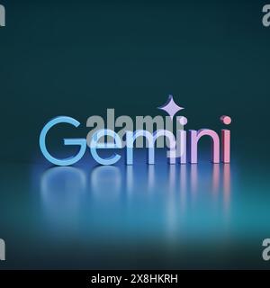 Gemini logo in three dimensions. 3d illustration. Stock Photo