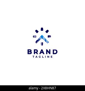 Creative Home Time Logo Design. Clock icon design with timeline forming the roof of the house. Stock Vector