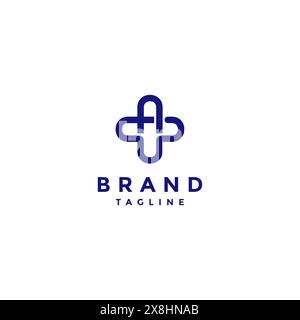 Initial Letter A With Continuous Line Forming Plus Icon. Logo Templates About the World of Health, Marketing to Education Illustrated in Letter A Whic Stock Vector