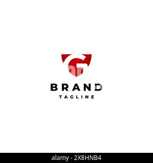 Simple letter G security logo design in red shield icon. White Letter G On The Red Shield. Stock Vector