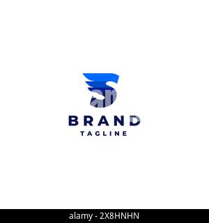 Letter S With Wings On Blue Color Theme. Simple logo design initials letter S with blue wing stripes. Stock Vector