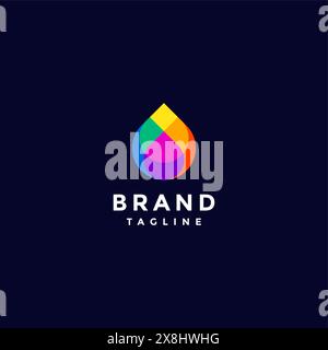 Simple logo design three water drops in one colorful droplet. Colorful Water Drops Logo Design. Stock Vector