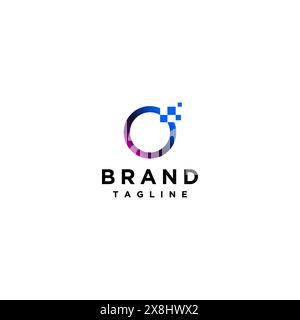 Connection Technology Icon Of Letter O with Digital Accent. Circle Logo Template With Side Digital Accents. Stock Vector