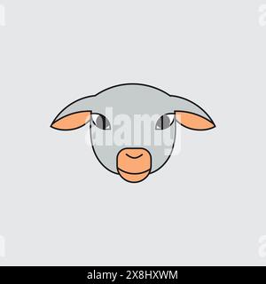 Sheep Head From Front. Cartoon Style. Vector. Eid al-Adha. Islam Vector illustration Stock Vector
