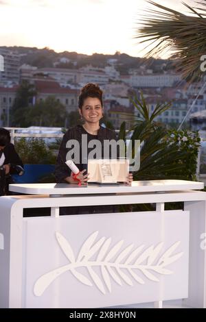 May 25, 2024, Cannes, France: CANNES, FRANCE - MAY 25: Payal Kapadia poses with the 'Grand Prix' Award for 'All We Imagine As Light' during the Palme D'Or Winners Photocall at the 77th annual Cannes Film Festival at Palais des Festivals on May 25, 2024 in Cannes, France (Credit Image: © Frederick Injimbert/ZUMA Press Wire) EDITORIAL USAGE ONLY! Not for Commercial USAGE! Stock Photo